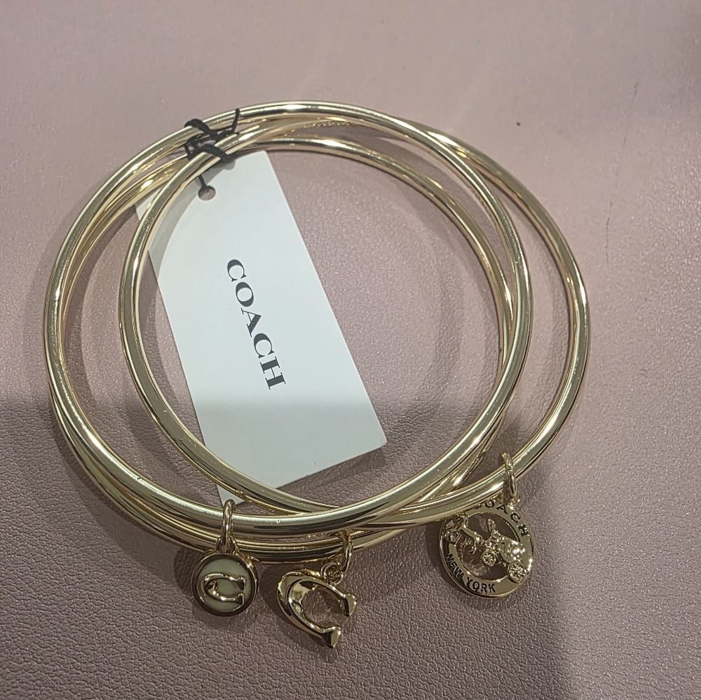 Coach Gold Bangle Bracelet Set